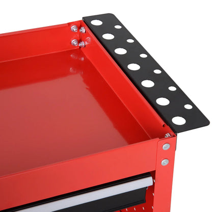 Nancy's Conselve Gereedschapswagen - Gereedschapskast - Gereedschapskist - Rood / Zwart - Staal - ± 80 x 35 x 75 cm