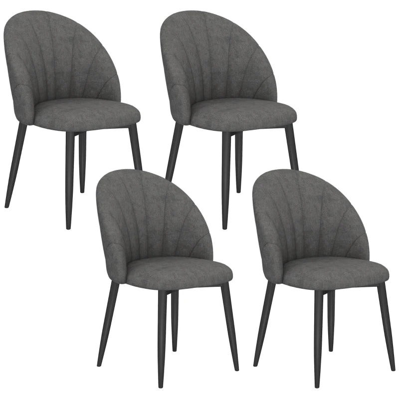 Nancy's Montescano Eetkamerstoelen - Set van 4 - Keukenstoelen - Grijs / Zwart - Fluweel