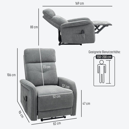Nancy's Forenza Massagestoel - Loungestoel - Relaxstoel - Elektrisch - Grijs - Fluweel