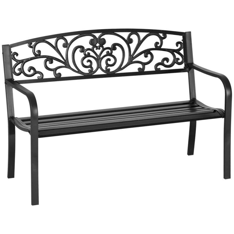 Nancy's Resiutta Tuinbank - Balkonbank - Parkbank - Zwart - Staal - ± 125 x 60 x 85 cm