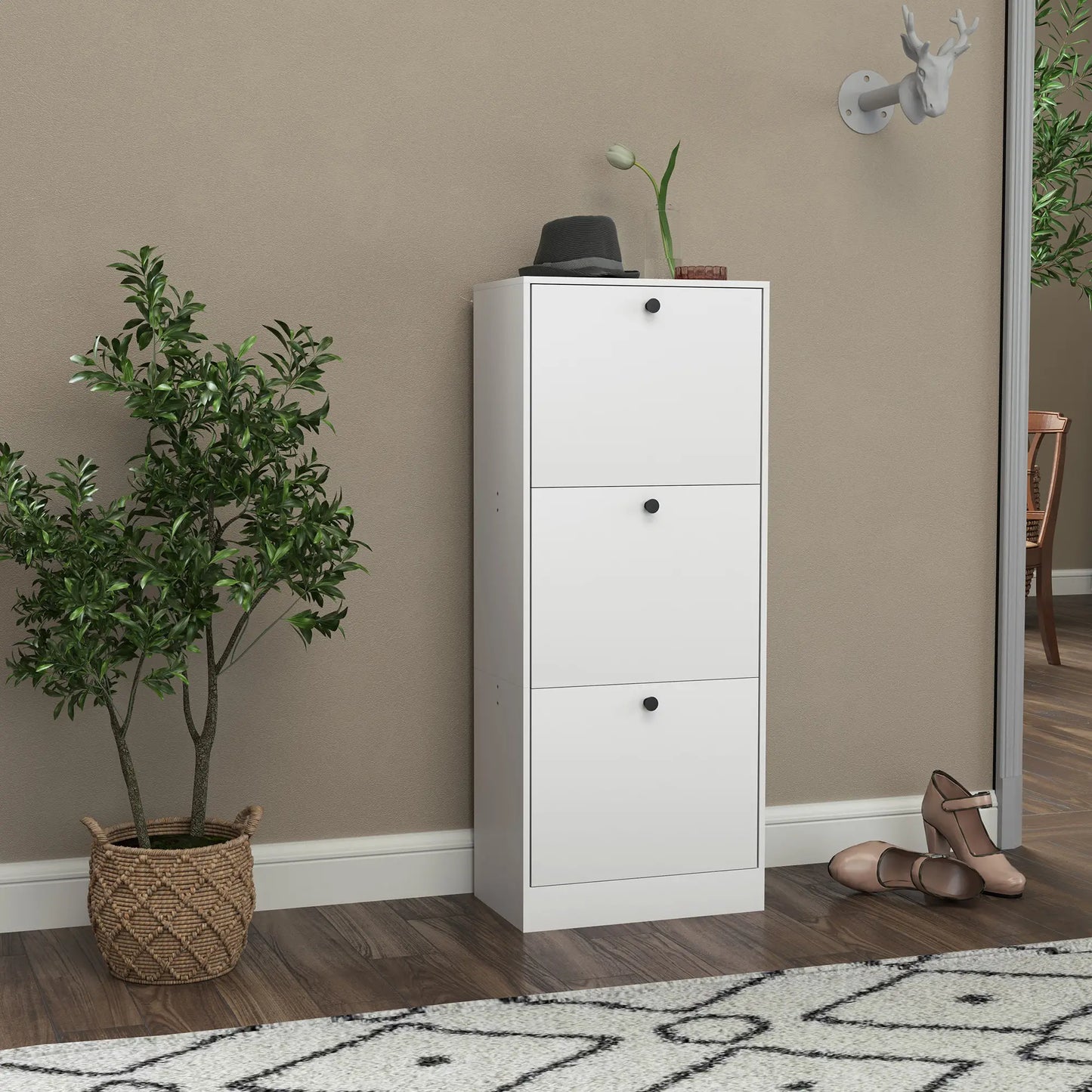 Nancy's Crodo Schoenenkast - Opbergkast voor Schoenen - Schoenenrek - Wit - ± 50 x 30 x 115 cm