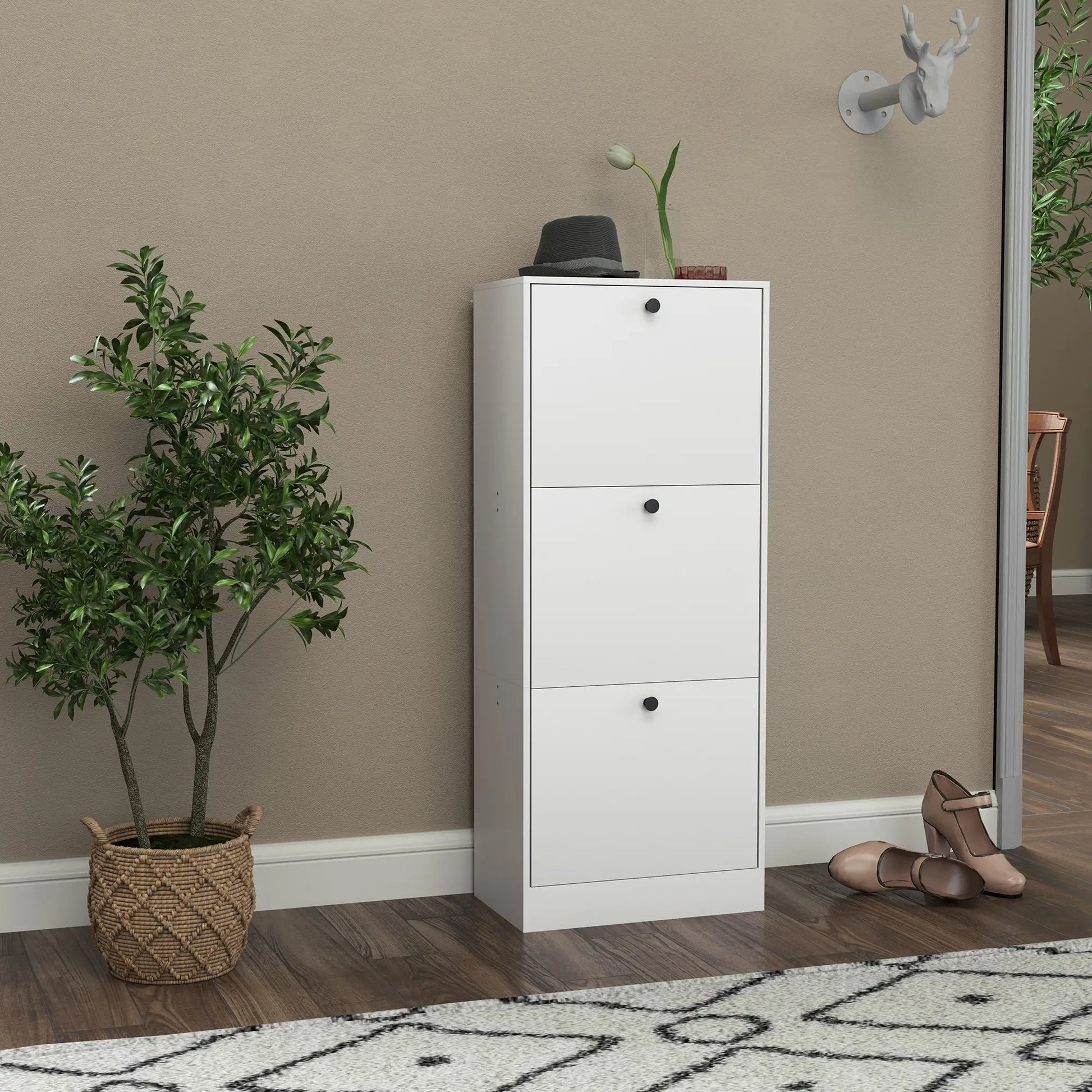 Nancy's Crodo Schoenenkast - Opbergkast voor Schoenen - Schoenenrek - Wit - ± 50 x 30 x 115 cm