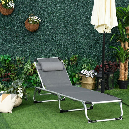 Nancy's Devil Head Garden Lounger - Lit lounge - Chaise longue - Gris - Aluminium, Texteline - 66,92 cm x 23,62 cm x 7,67 cm