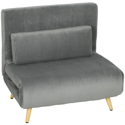 Nancy's Varazze Slaapfauteuil - Slaapbank - Slaapstoel - Verstelbare rugleuning - Grijs - Corduroy