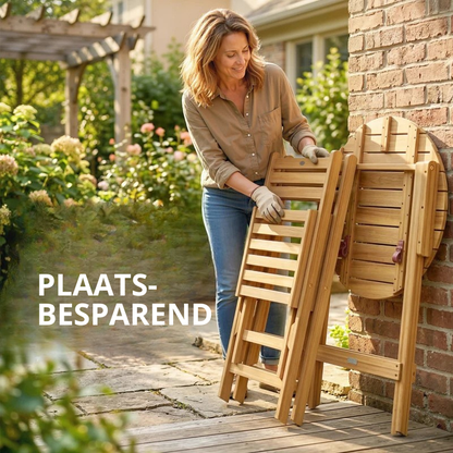 Nancy's Sardegna Bistroset - Tuinset - Balkonset - 3-Delig - Natuurlijk hout / Beige - Acaciahout