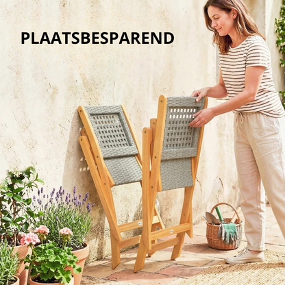 Nancy's Scario Tuinstoelen - Set van 2 - Terrasstoelen - Balkonstoelen - Acaciahout / Rotan