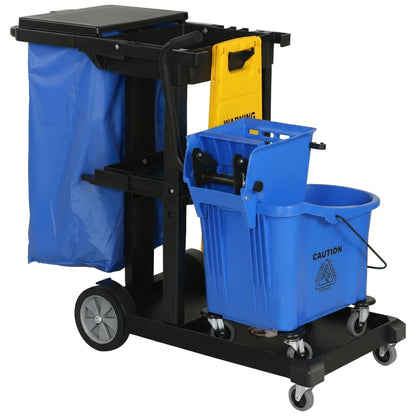 Nancy's Spello Schoonmaakwagen - Schoonmaakkar - Dweilemmer met pers - Zwart / Blauw