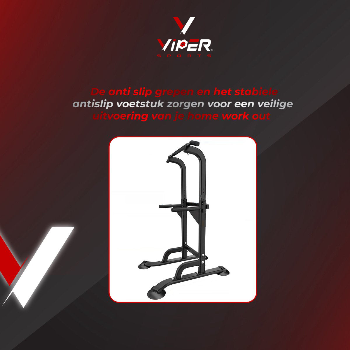 Viper Sports Krachtstation - Trainingsrek - Fitnessrek - Multifunctioneel - Power Tower Met Pull Up bar - In hoogte verstelbaar