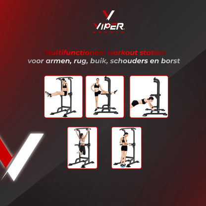 Viper Sports Strength Station - Training Rack - Fitness Rack - Multifunctional - Power Tower With Pull Up bar - Height adjustable