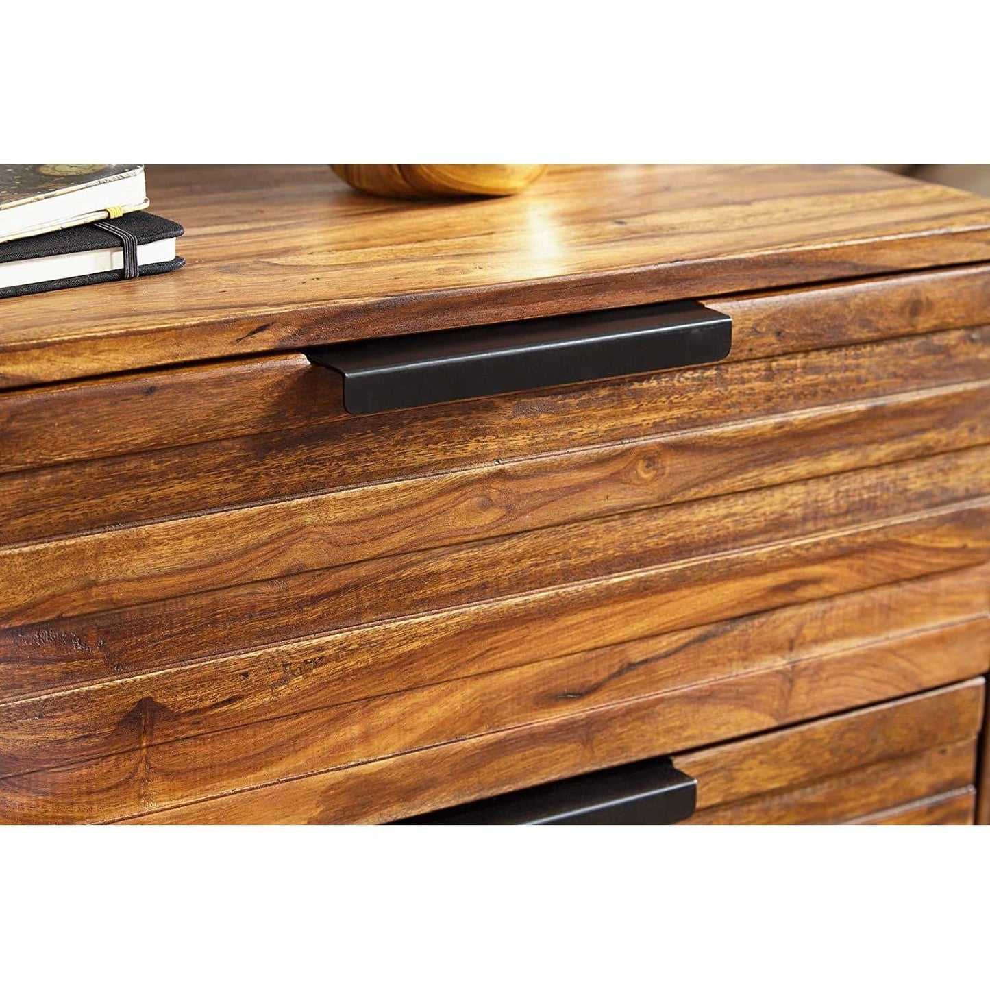 Table de chevet moderne de Nancy - Table de chevet en bois massif - Sheesham - Industriel - 60 x 60 x 40 cm
