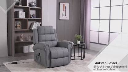 Nancy's Lordelo Sta op Stoel - Opsta stoel - Massagestoel - Relaxfauteuil - Elektrisch - Warmtefunctie - Verstelbare Rugleuning - Grijs