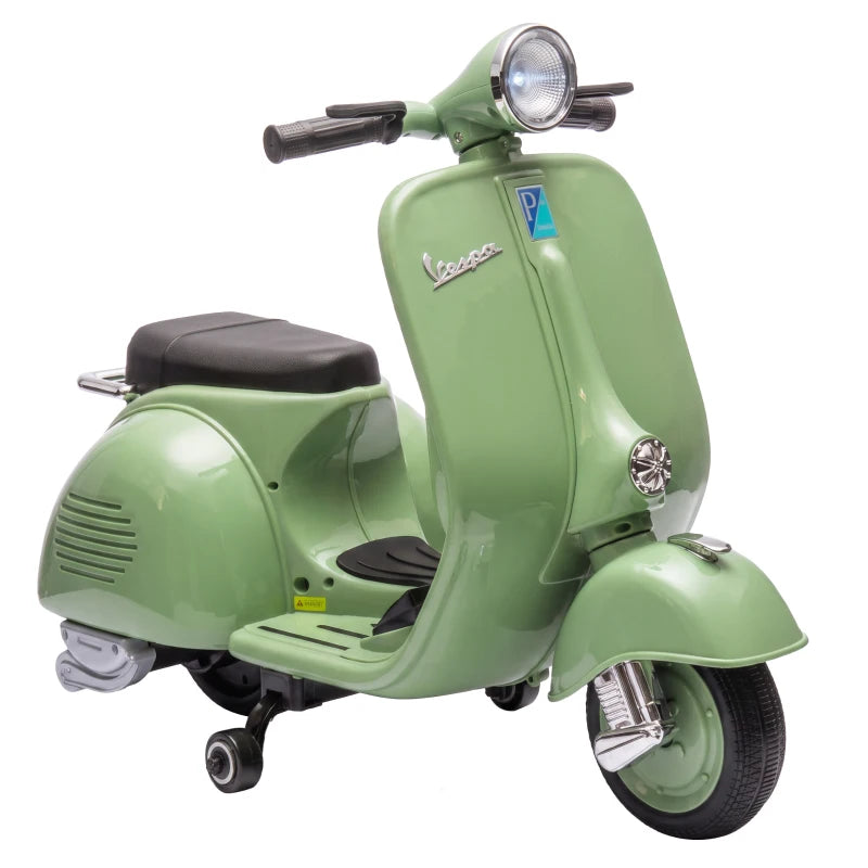 Nancy's Tolmezzo Elektrische Vespa voor Kinderen - Muziek en LED-koplamp - Afneembare zijwieltjes - Groen