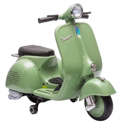 Nancy's Tolmezzo Elektrische Vespa voor Kinderen - Muziek en LED-koplamp - Afneembare zijwieltjes - Groen