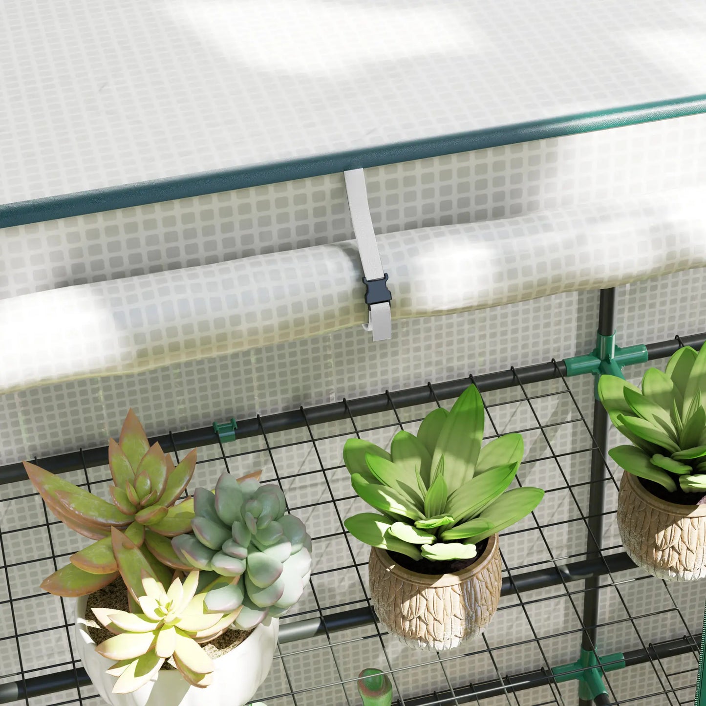 Nancy's Sarzeda Kweekkas - Tuinkas - Plantenkas - Plantenrek - Wit - ± 145 x 50 x 152/142 cm