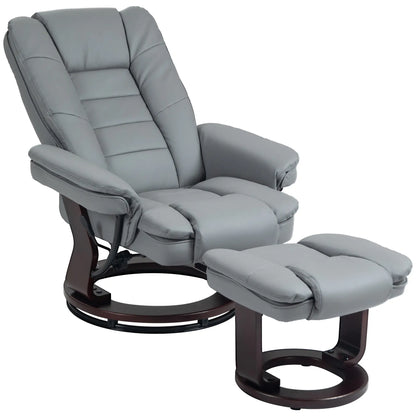 Nancy's Almagreira Relaxfauteuil - Relaxstoel - Loungestoel - Met Hocker - Grijs - Kunstleer