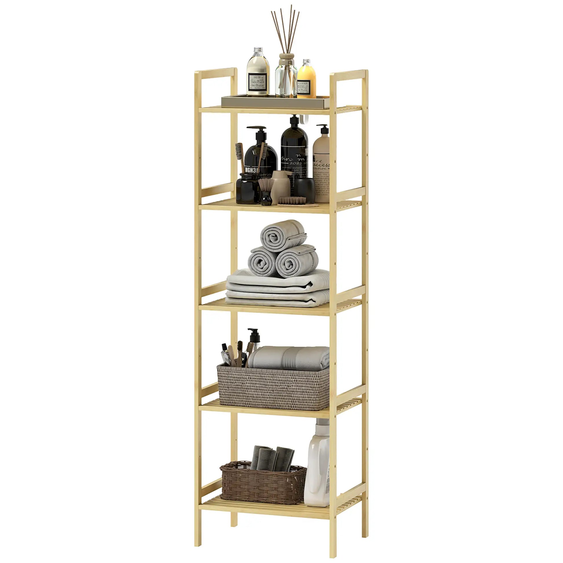 Nancy's Carreira Badkamerrek - Badkamerkast - Badkamermeubel - Bamboe - ± 45 x 30 x 140 cm
