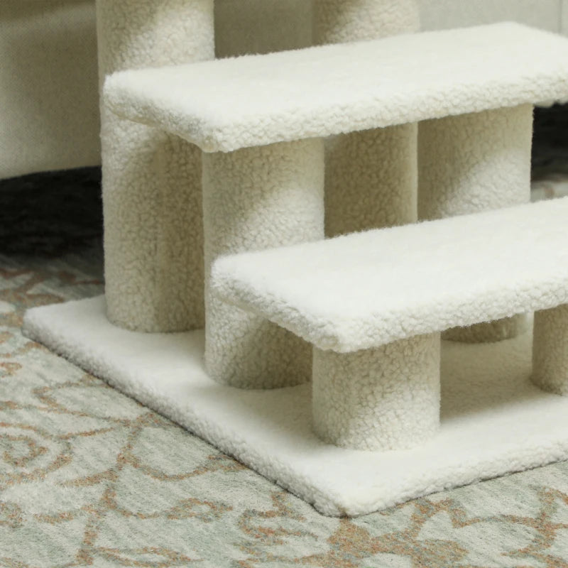Nancy's Torno Kattentrap - Met 3 treden - Beige - Pluche - 45 x 35 x 34 cm