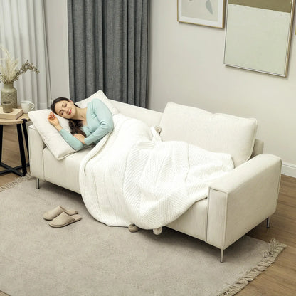 Nancy's Urra 3-Zitsbank - Zitbank - Crèmewit - Ribfluweel - ± 195 x 75 x 80 cm