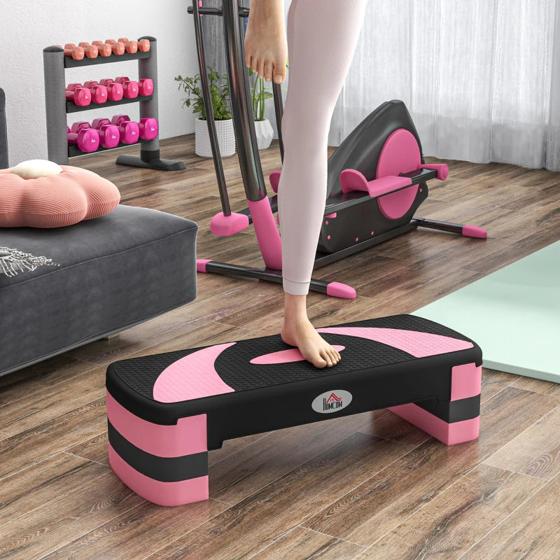 Nancy's Aviatico Aerobic Step - Fitness Step - Stepper - In Hoogte Verstelbaar - Zwart / Grijs / Roze - ± 80 x 30 x 20 cm