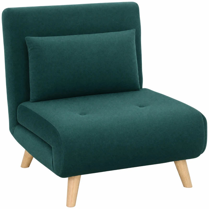 Nancy's Varedo Slaapfauteuil - Slaapbank - Slaapstoel - 6-Voudig verstelbare rugleuning - Donkergroen - Fluweel