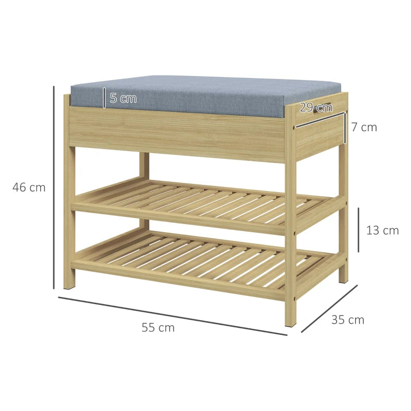 Nancy's Oppido Schoenenbank - Opbergbank - Schoenenrek - Bamboe - ± 55 x 35 x 45 cm