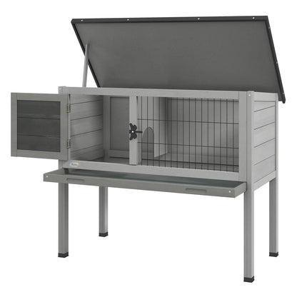 Nancy's Coggiola Verhoogd Konijnenhok - Dierenhok - Dierenverblijf - Grijs - Dennenhout - ± 85 x 45 x 70 cm