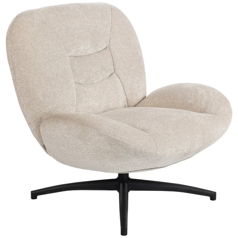 Nancy's Padola Draaifauteuil - Relaxfauteuil - Draaistoel - Crèmewit - Chenille
