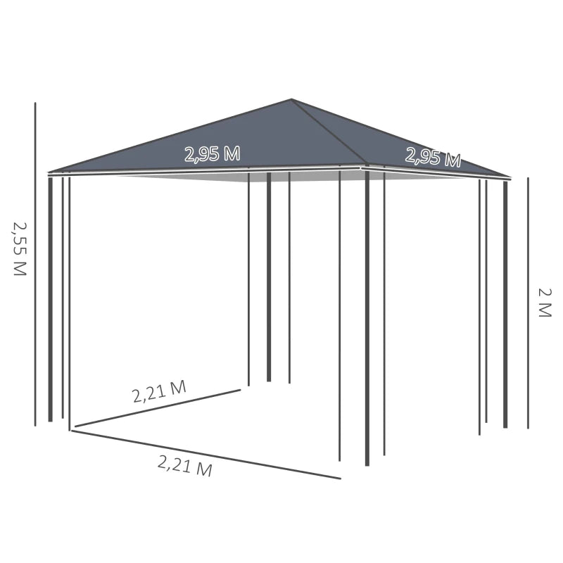 Nancy's Arcos Paviljoen - Party Tent - Prieel - Tuin Paviljoen - Grijs - ± 300 x 300 cm