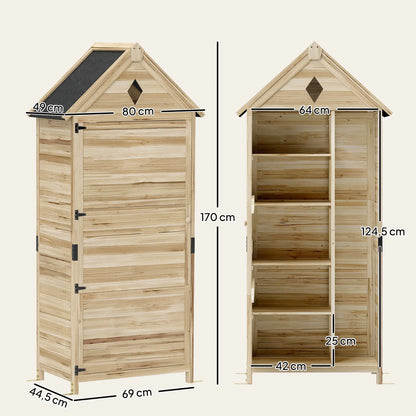 Nancy's Focette Tuinkast - Buitenkast - Opbergkast voor buiten - Dennenhout - ± 80 x 50 x 170 cm