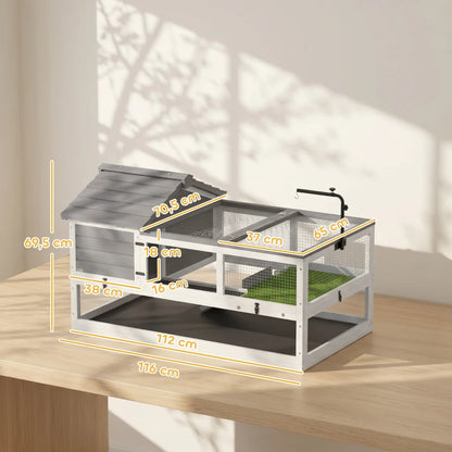 Nancy's Torgnon Schildpaddenhuis - Schildpaddenhok - Schildpadverblijf - Wit / Grijs - ± 115 x 70 x 70 cm