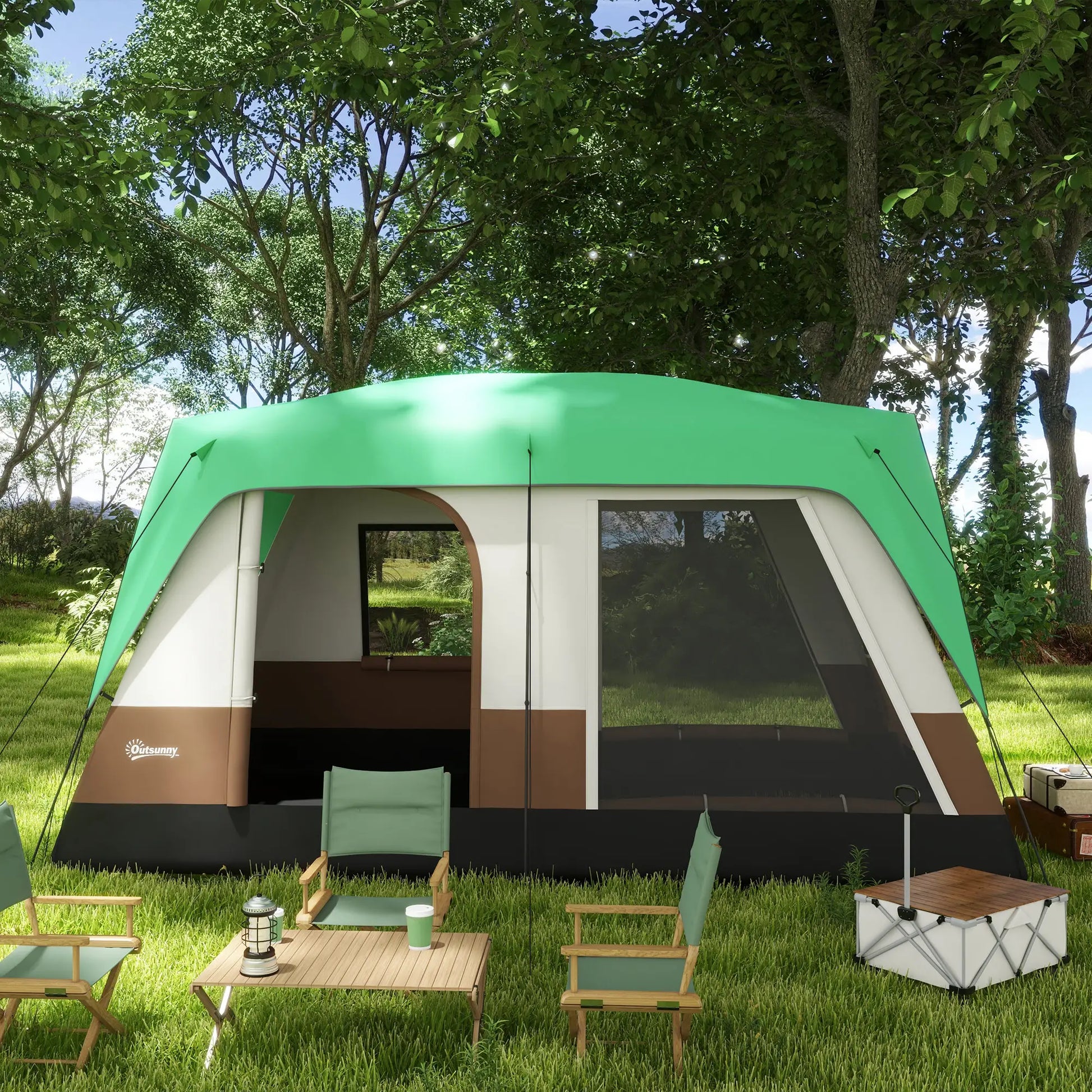 Nancy's Camucia Kampeertent - Camping Tent - Tunneltent - 8 Personen - Groen - 490 x 305 x 225 cm