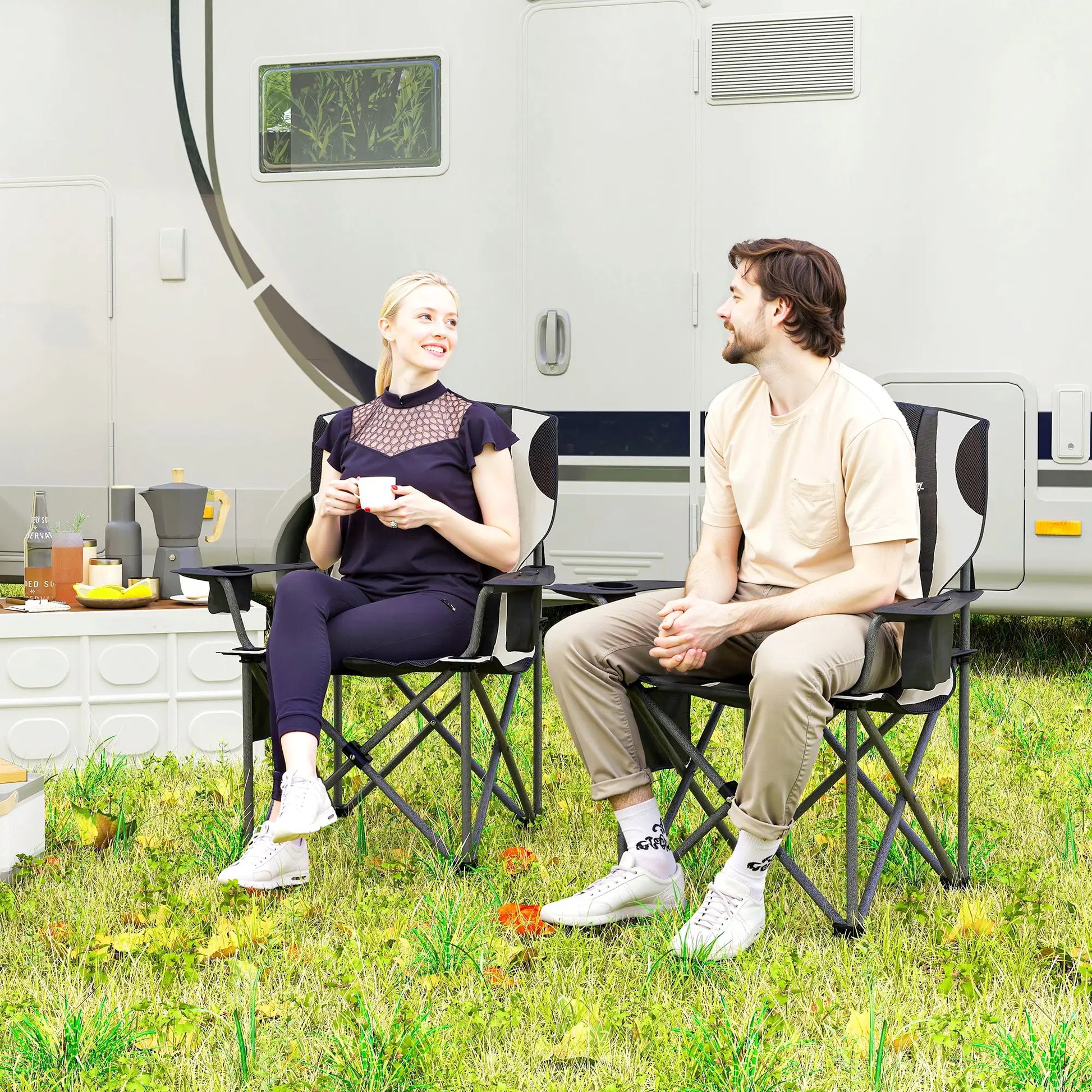 Nancy's Dresano Campingstoelen - Set van 2 - Vouwstoelen - Visstoel - Zwart