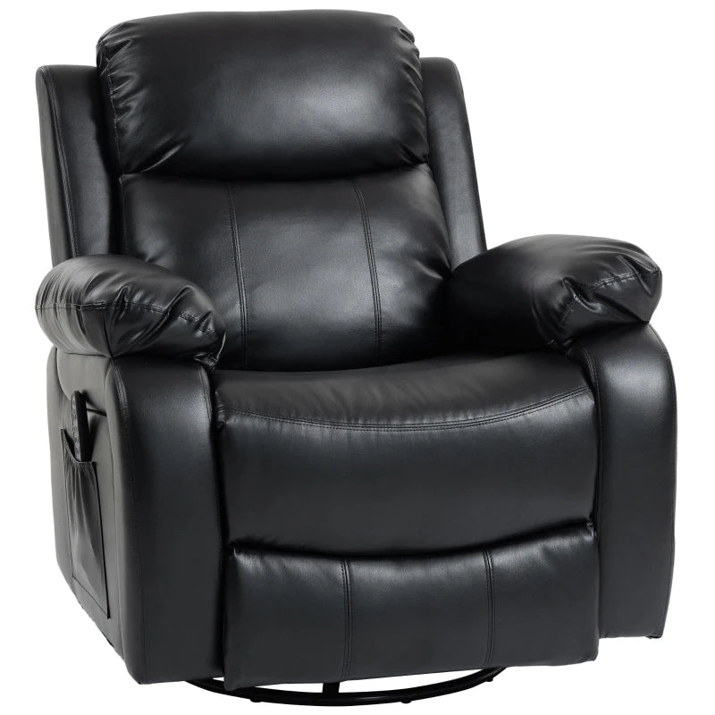 Nancy's Pomarance Massagestoel - Relaxfauteuil met massagefunctie - Schommelfunctie & Draaibaar - Zwart - Kunstleer