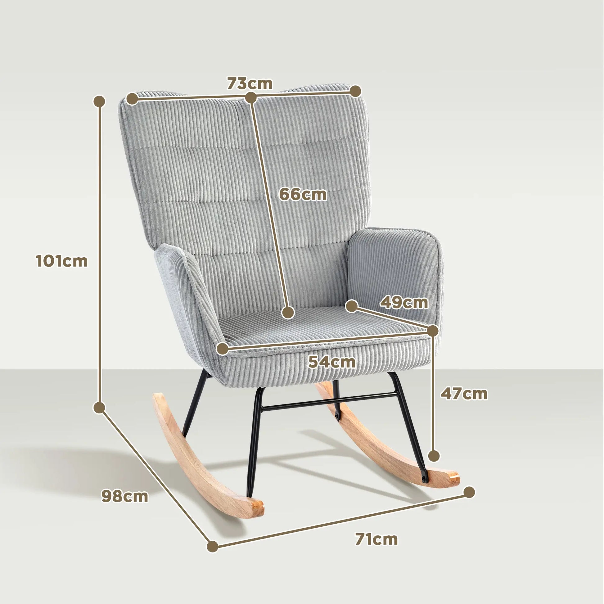 Nancy's Alvendre Schommelstoel - Loungestoel - Relaxstoel - Grijs - Ribfluweel