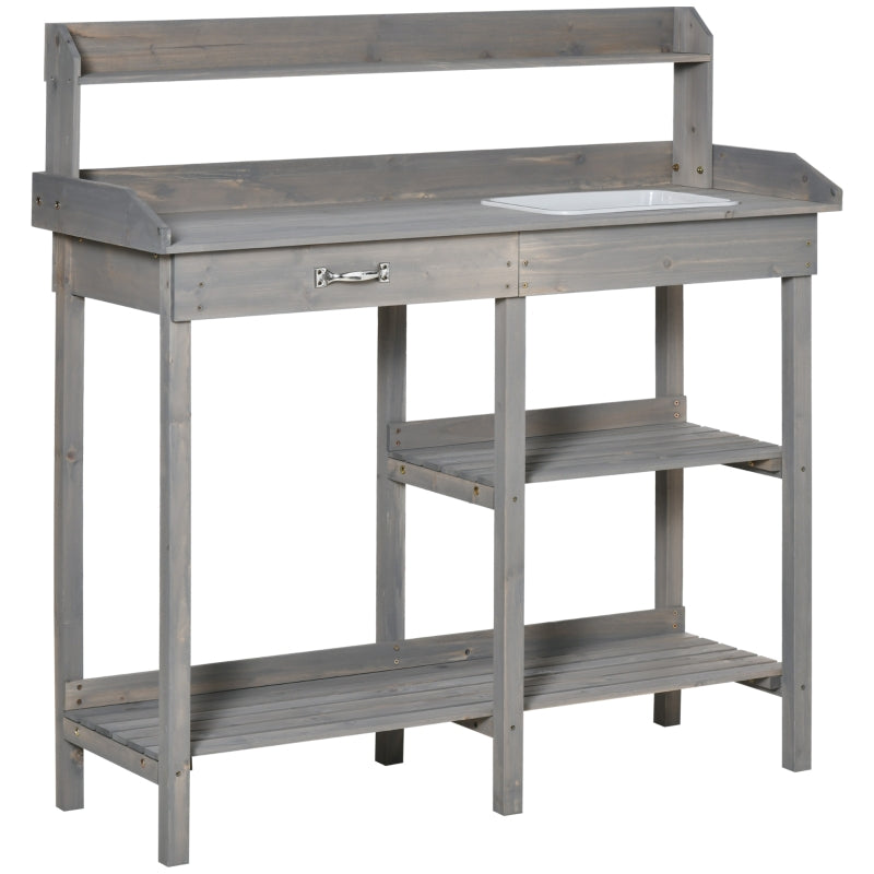 Nancy's Don Benito Planting table - Garden work table - Work table - Gray - Pine wood - ± 120 x 45 x 120 cm
