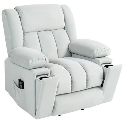 Nancy's Escalhao Sta op stoel - Opsta stoel - Seniorenstoel - Massagestoel - Relaxfauteuil - Lichtgrijs - Fluweel
