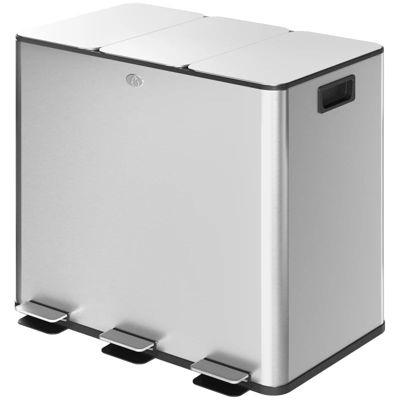Nancy's Molfetta Afvalscheidingsprullenbak - Afvalbak - Prullenbak - Zilver - RVS - 3  x 15 Liter