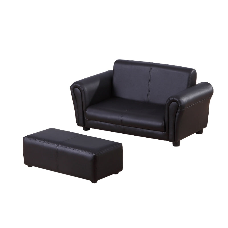 Nancy's Zorro Kinderbank Met Voetenbank - Kinderfauteuil - 2-Delige Set - Zwart