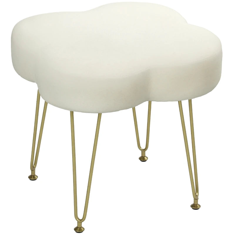 Nancy's Mendatica Krukje - Poef - Crème / Goud - Fluweel - ± 40 x 40 x 40 cm