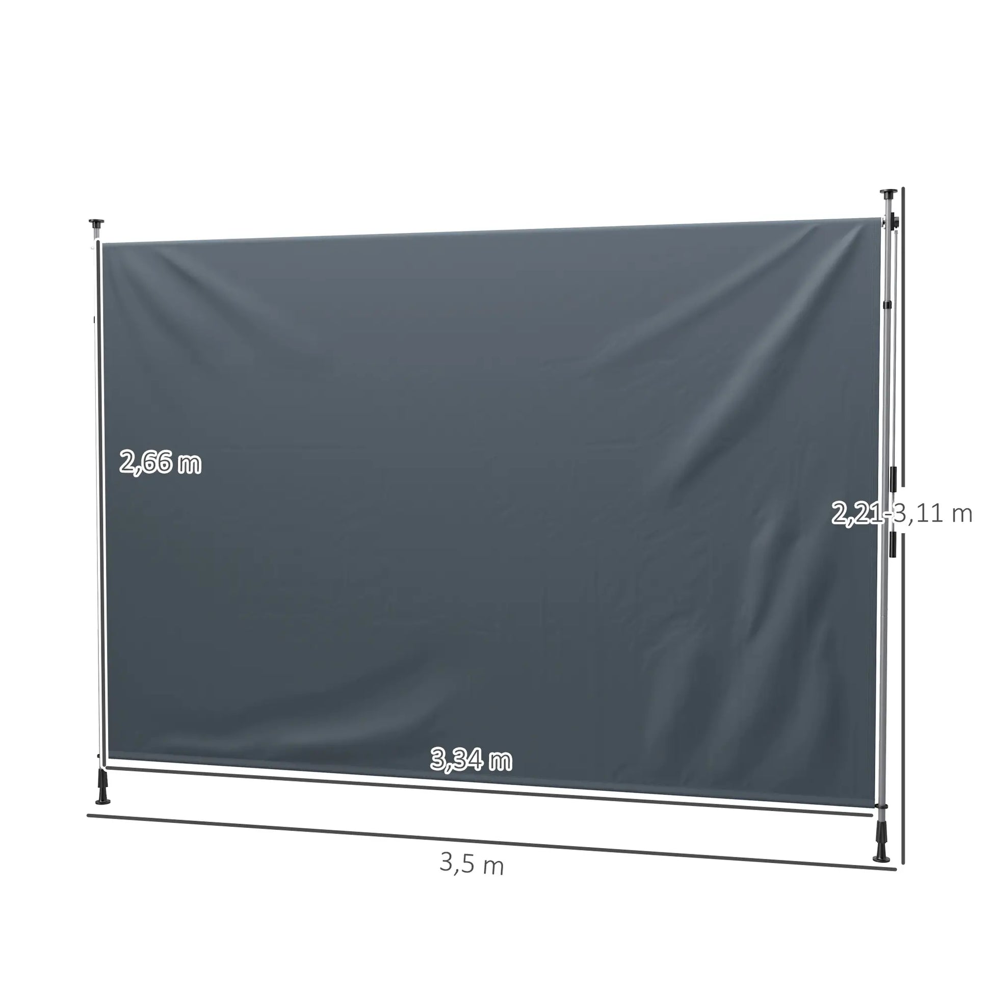 Nancy's Cittareale Klemluifel - Luifel - Zonnescherm - Windscherm - Privacyscherm - Grijs - 350 cm Breed
