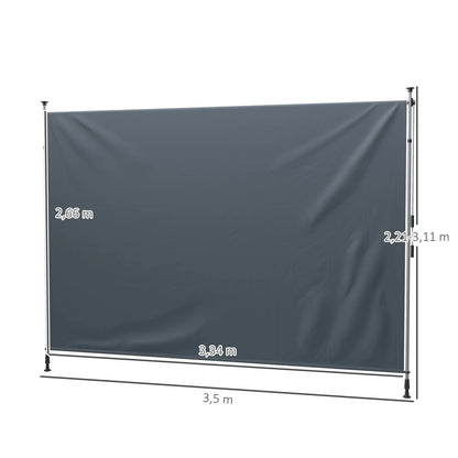 Nancy's Cittareale Klemluifel - Luifel - Zonnescherm - Windscherm - Privacyscherm - Grijs - 350 cm Breed