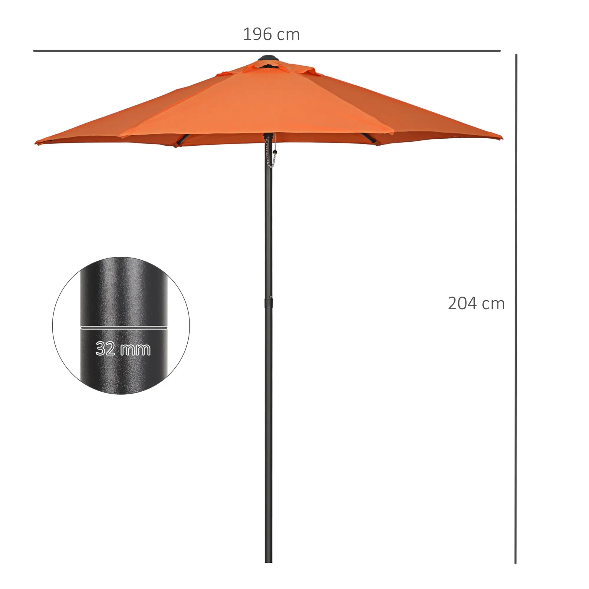 Nancy's Creazzo Parasol - Tuinparasol - Oranje - ± Ø 195 x 205 cm
