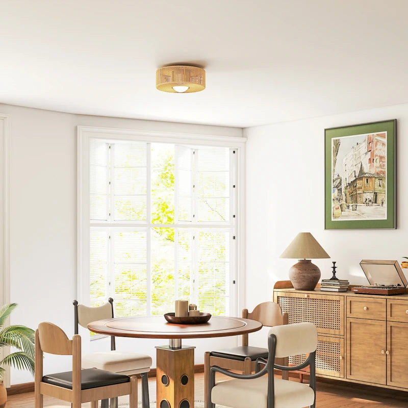 Nancy's Palau Plafondlamp - Plafondverlichting - LED-Lamp - Lichtbruin / Zwart - Henneptouw