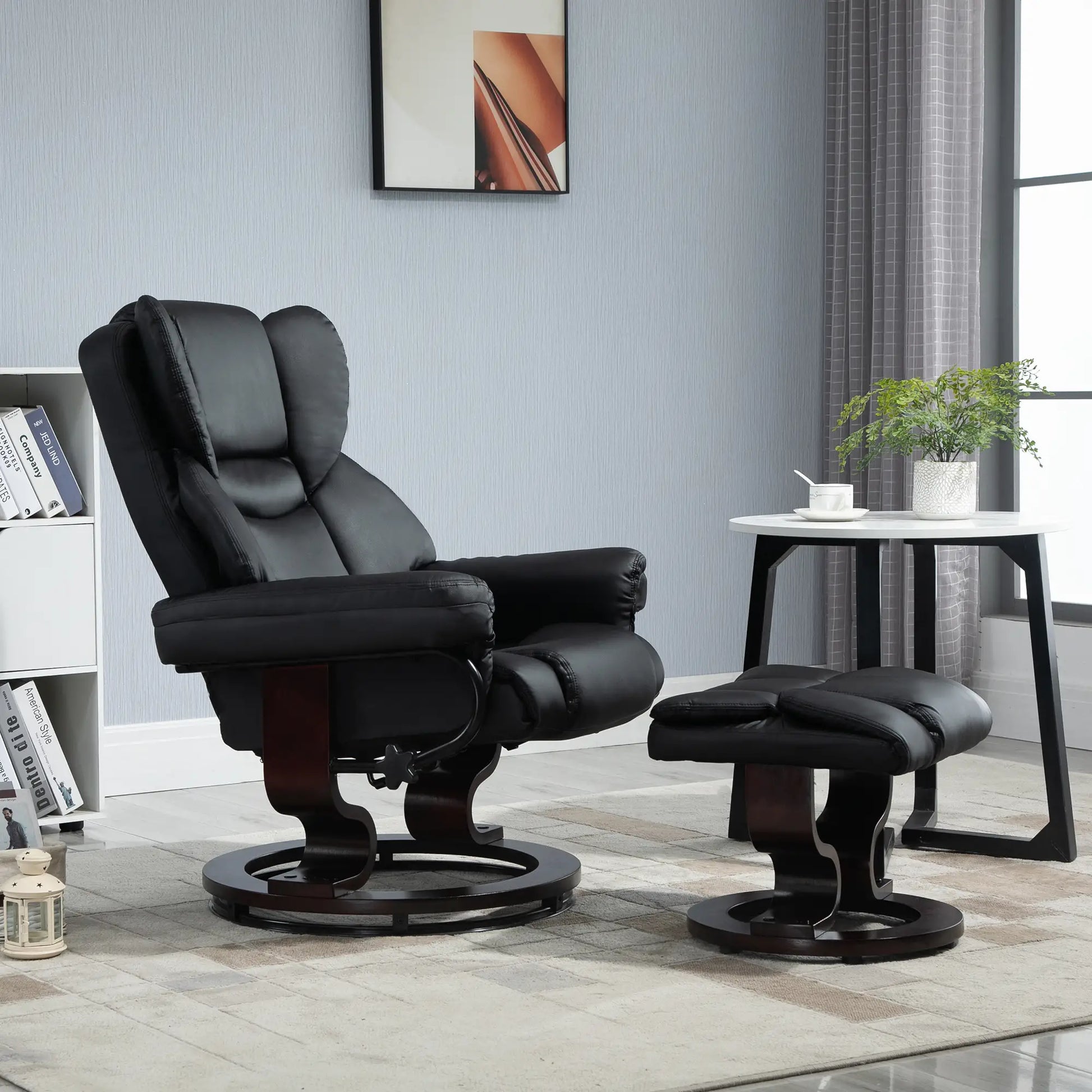 Nancy's Gusta - Relaxfauteuil - Relaxstoel - Verstelbare rugleuning - Draaibaar - Zwart - Kunstleer kopie