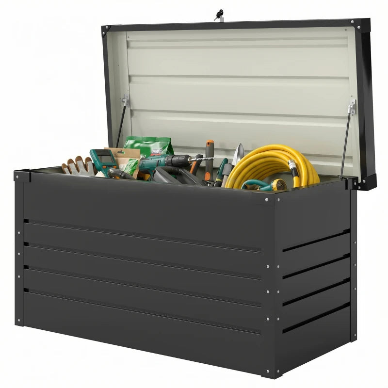 Nancy's Robella Tuinkussenbox - Opbergbox voor buiten - Tuinkist - Grijs - Staal - 120 x 60 x 60 cm