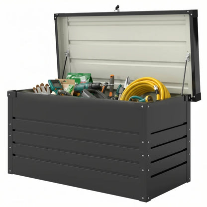 Nancy's Robella Tuinkussenbox - Opbergbox voor buiten - Tuinkist - Grijs - Staal - 120 x 60 x 60 cm