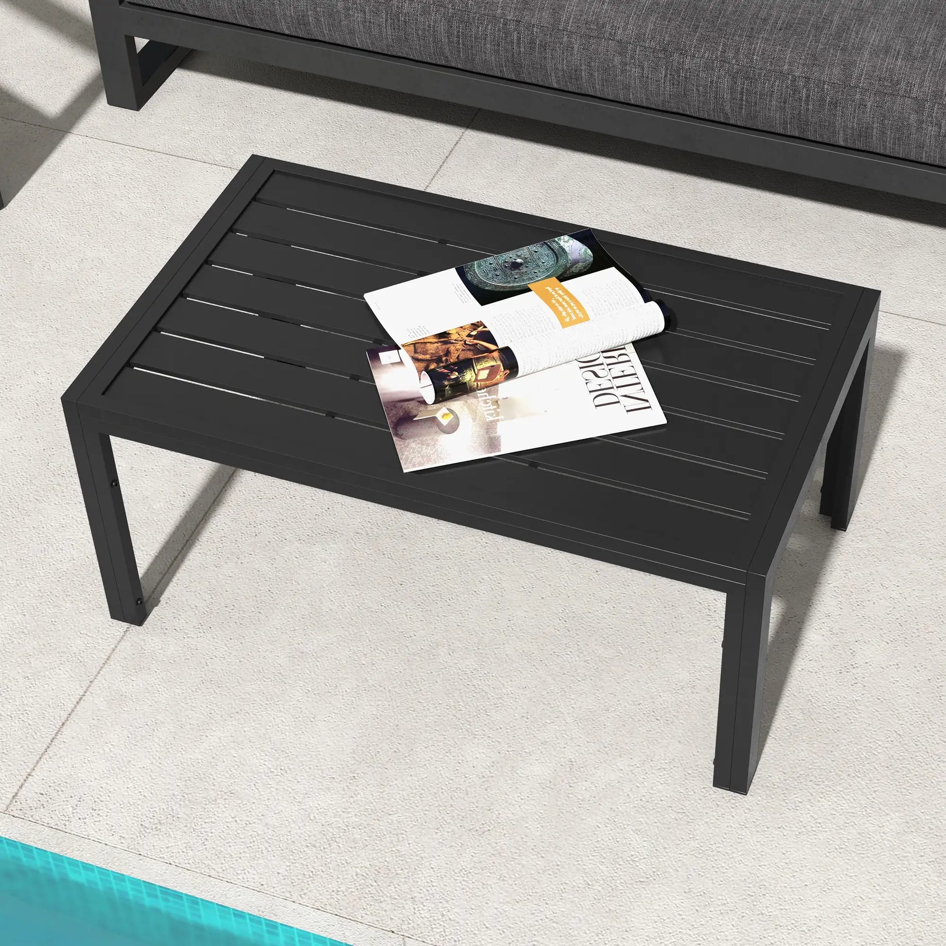 Nancy's Cecina Tuintafel - Terrastafel - Salontafel voor Buiten - Zwart - Staal -± 100 x 60 x 45 cm