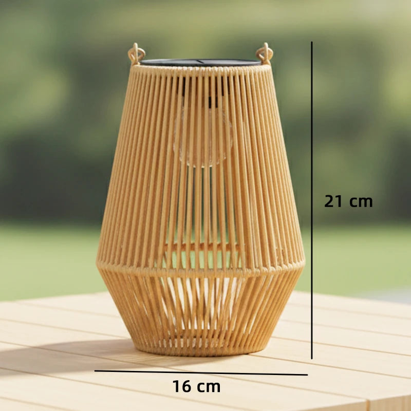 Nancy's Satriano Sfeerverlichting voor buiten - Zonne-lataarns - Buitenlampen - Set van 2 - Bruin - Rotan