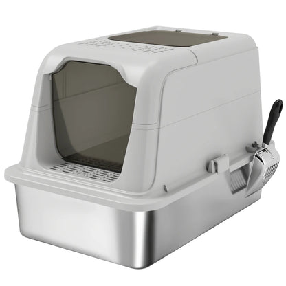 Nancy's Taormina Kattenbak - Katten Toilet - Katten WC - Lichtrijs - RVS / Kunststof - ± 60 x 40 x 40 cm