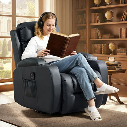 Nancy's Pollone Massagestoel - Relaxfauteuil met massagefunctie - Warmte massage - Schommelfunctie - Zwart - Kunstleer